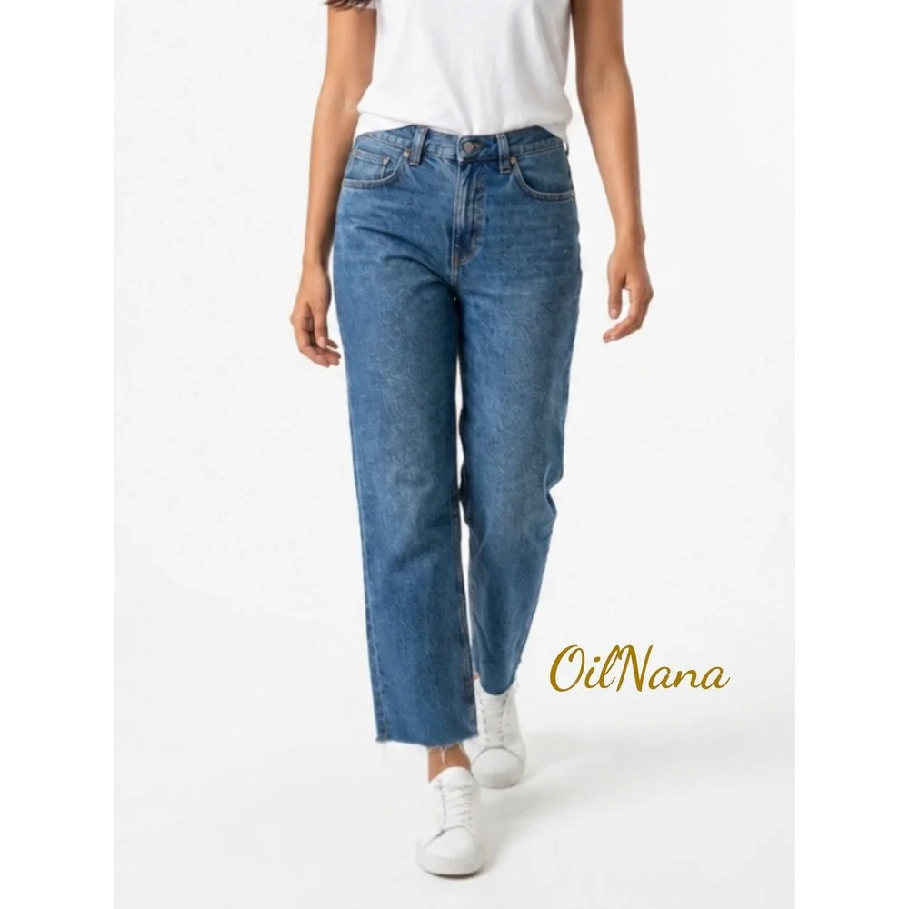 Abercrombie & Fitch The Loose High Rise Women 27/4R Blue Good Raw Hem Distressed